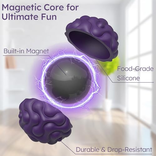 PARTY TONIGHT Silicone Magnetic Balls (8-Pack) - Quiet Fidget Toys for Adults & Teens with Textured Stress Relief