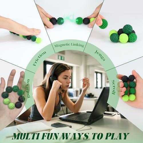 PARTY TONIGHT Silicone Magnetic Balls – 8 Pack Textured Fidget Toys for Stress Relief & Anxiety (ADHD, Autism)