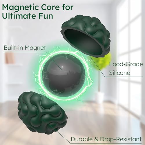 PARTY TONIGHT Silicone Magnetic Balls – 8 Pack Textured Fidget Toys for Stress Relief & Anxiety (ADHD, Autism)