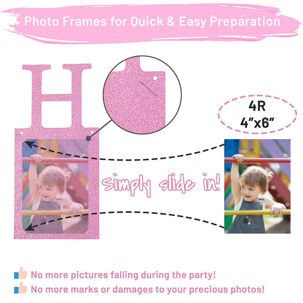 PartyHooman Pre-Assembled Sweet 16 Photo Banner - Purple with 16 Card Frames