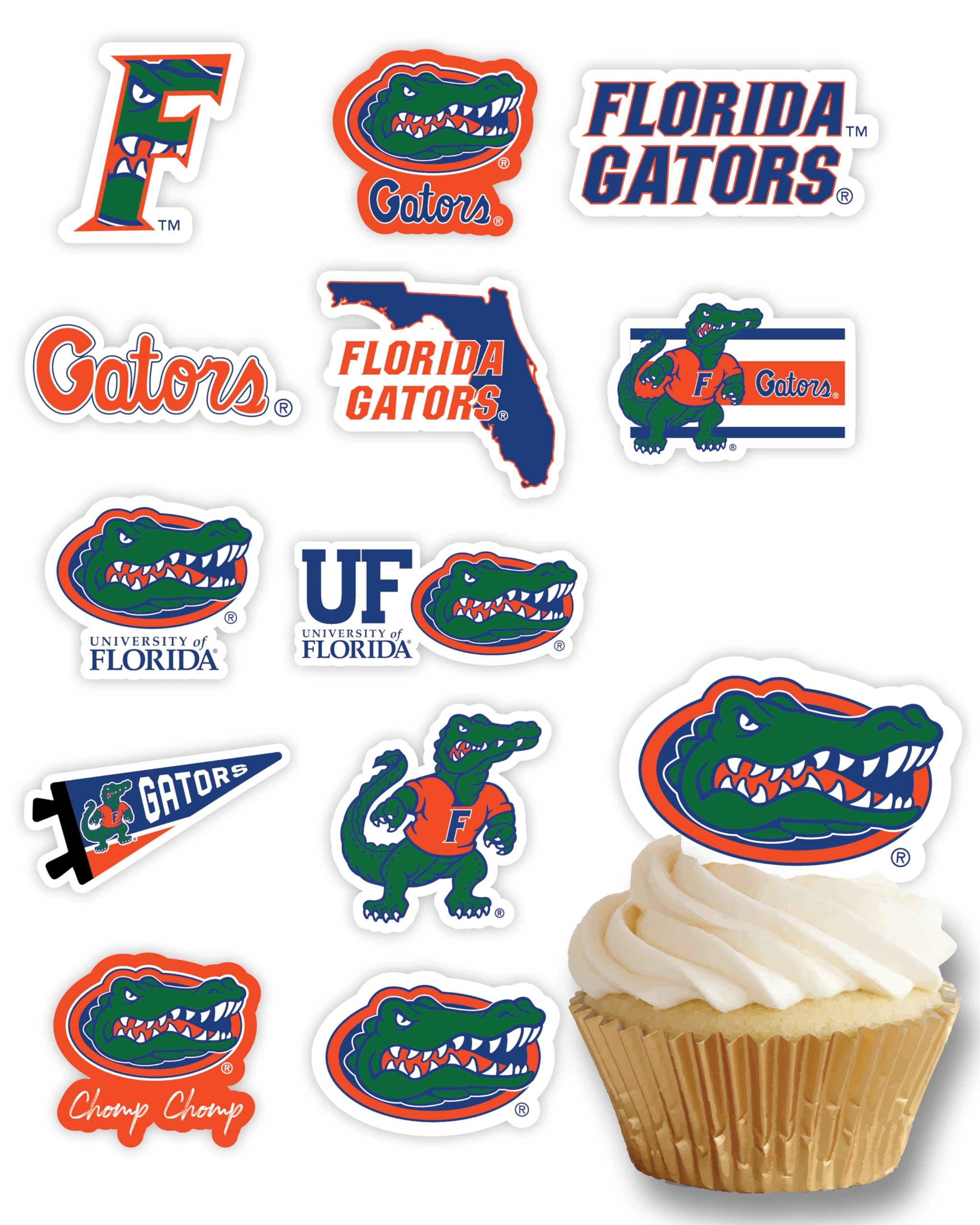 PartyKandy 24-Pack University of Florida Cupcake Toppers for Game Day, Graduation, and Birthday Parties