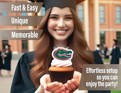 PartyKandy 24-Pack University of Florida Cupcake Toppers for Game Day, Graduation, and Birthday Parties