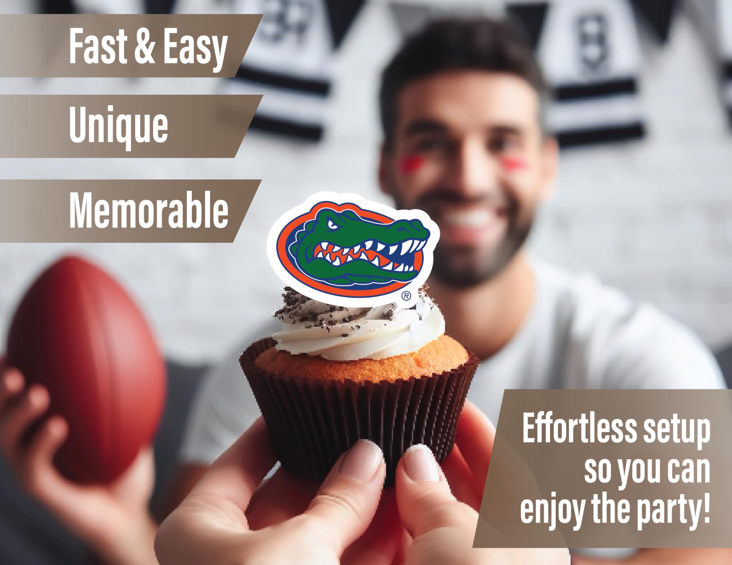 PartyKandy 24-Pack University of Florida Cupcake Toppers for Game Day, Graduation, and Birthday Parties