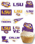 PartyKandy LSU Tigers Cupcake Toppers – 24 Preassembled Recyclable Paper Picks for Game Day, Graduation & Birthday Parties