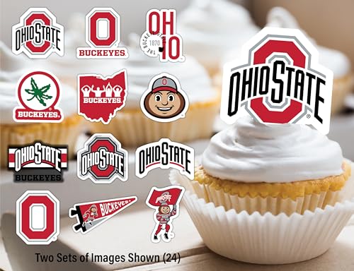 PartyKandy Ohio State Buckeyes Cupcake Toppers (24 Pack) – Game Day, Graduation, Birthday Decor