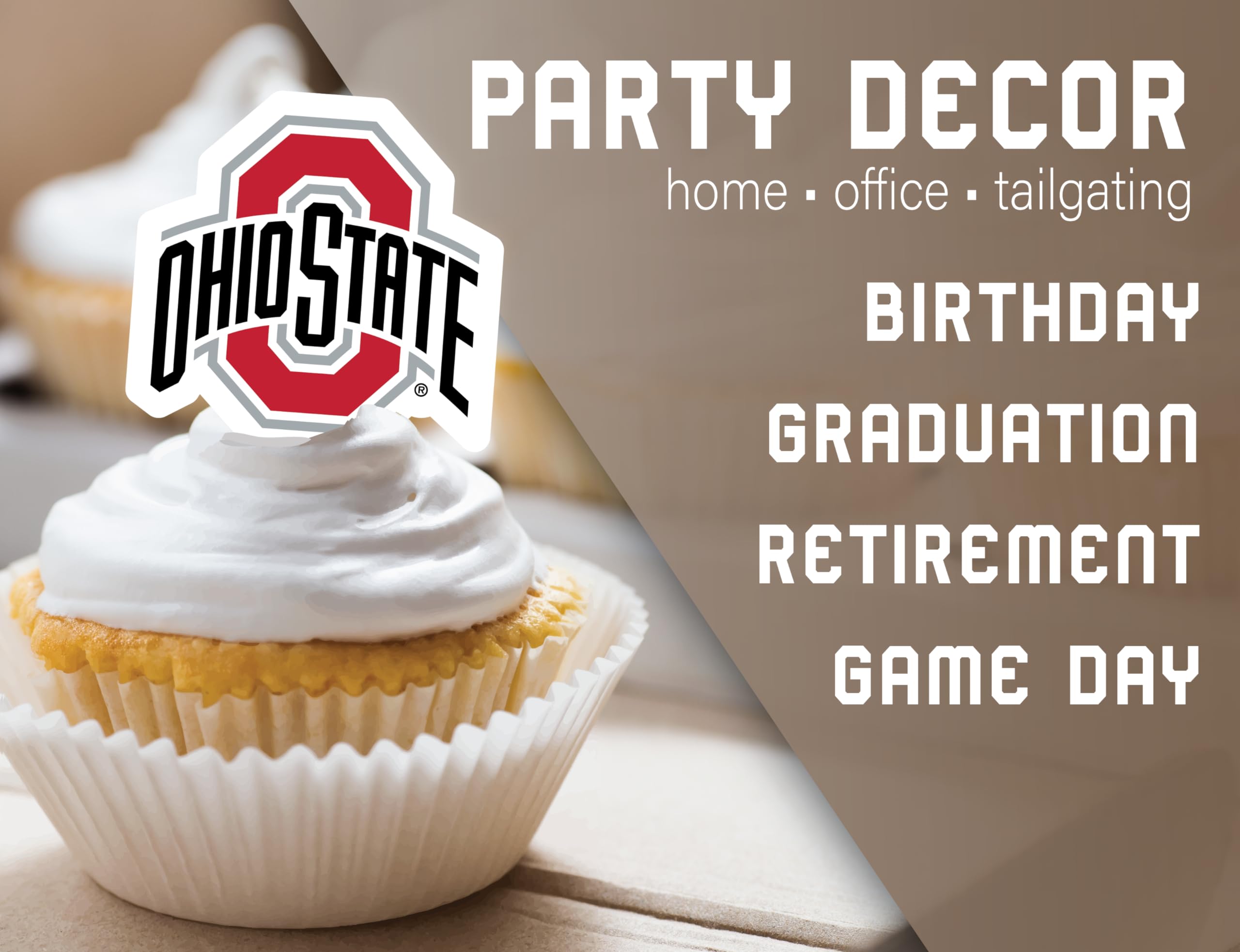 PartyKandy Ohio State Buckeyes Cupcake Toppers (24 Pack) – Game Day, Graduation, Birthday Decor