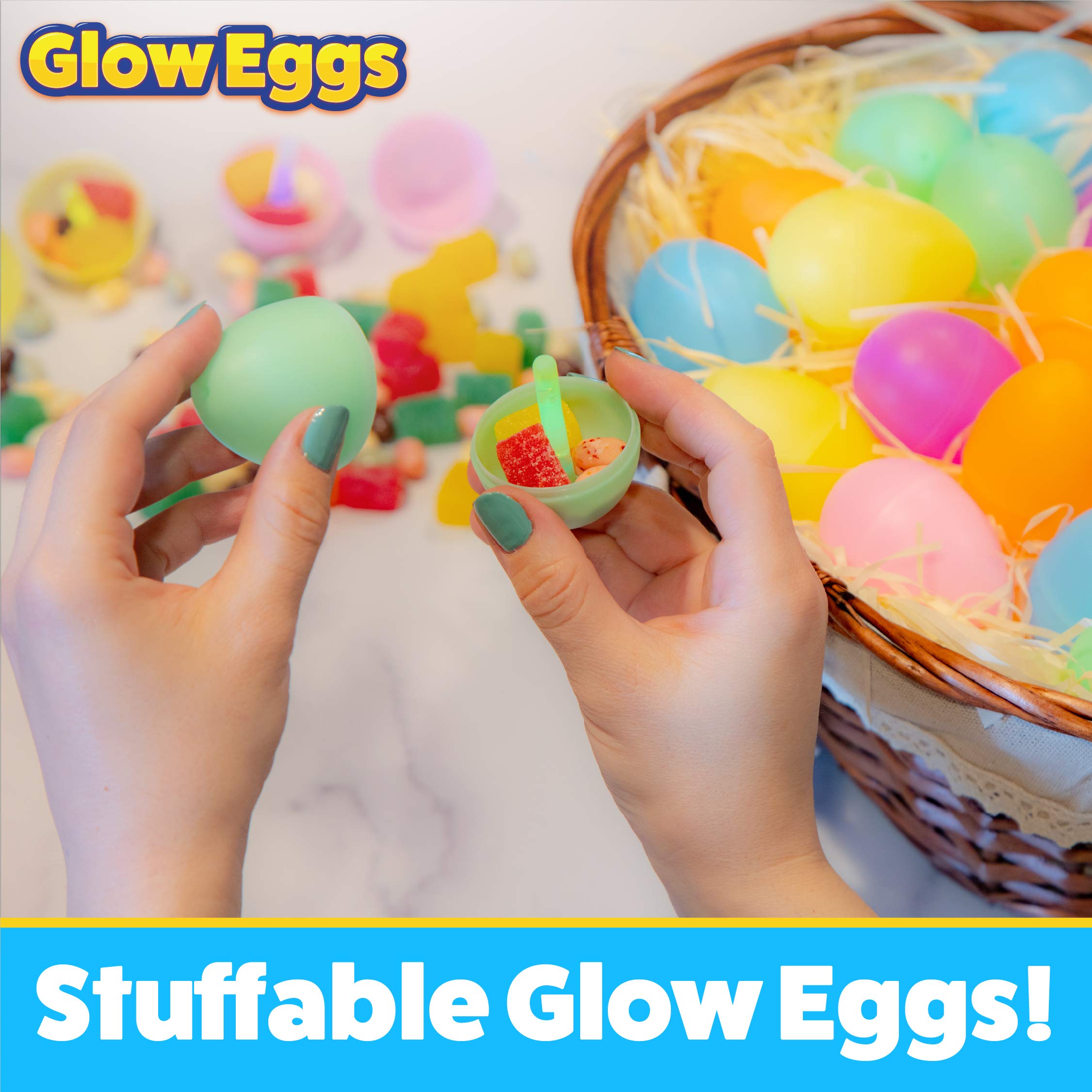 PartySticks 192-Piece Pink Glow-in-the-Dark Easter Egg Hunt Set - 48 Glow Eggs & 144 Mini Glow Sticks for Kids, Teens, Adults
