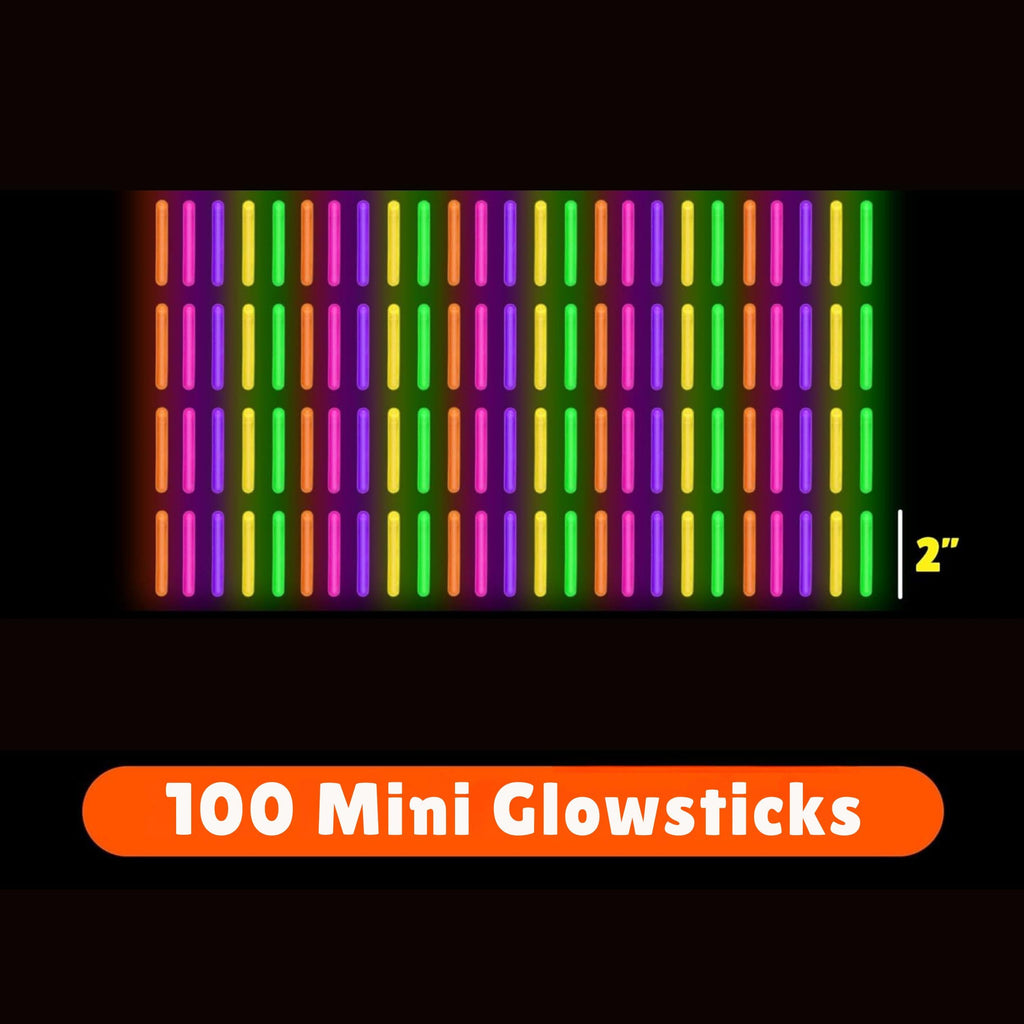 PartySticks 200 Pack Mini Glow Sticks - 2-Inch, 5 Colors, 6-10 Hour Glow for Parties and Easter