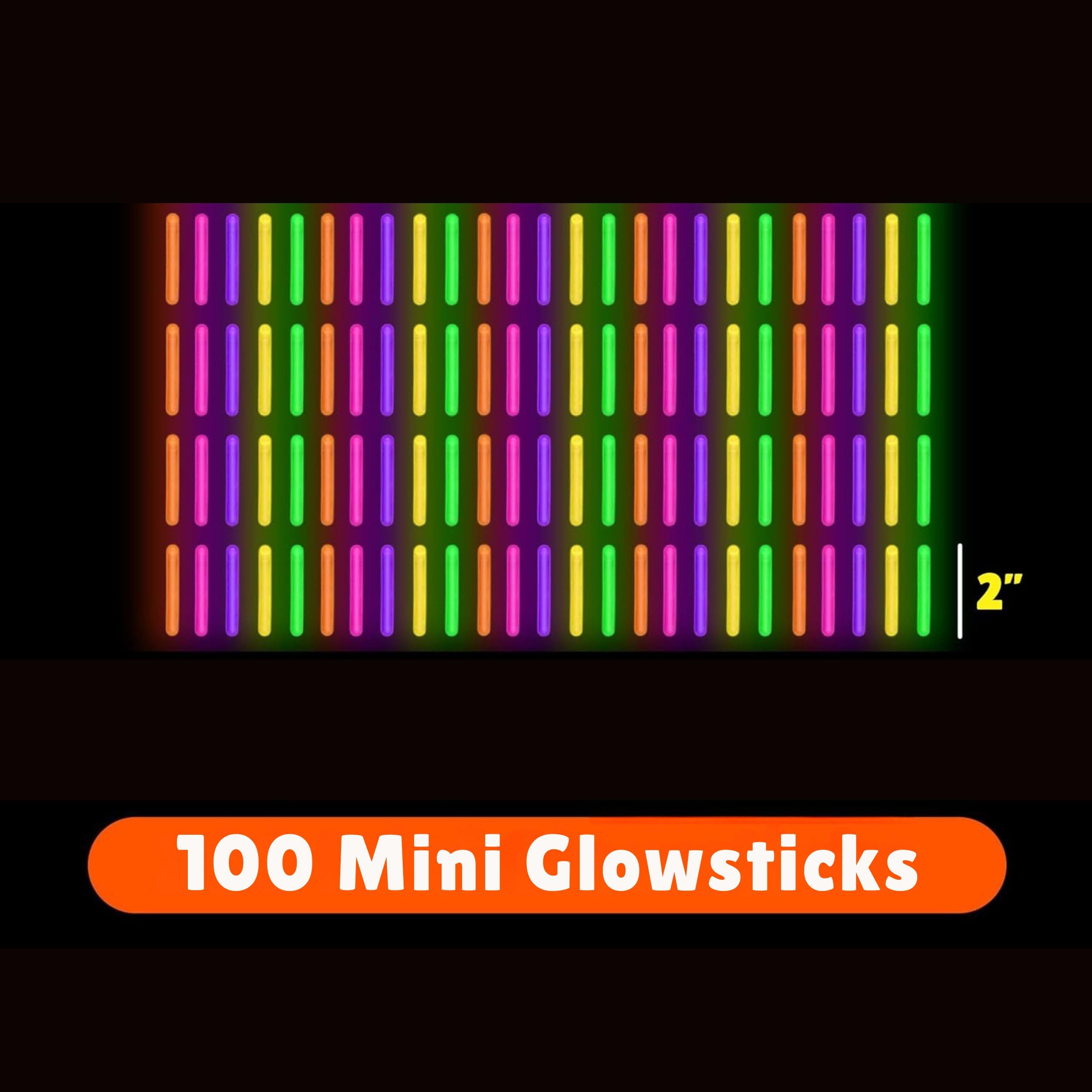 PartySticks 200 Pack Mini Glow Sticks - 2-Inch, 5 Colors, 6-10 Hour Glow for Parties and Easter