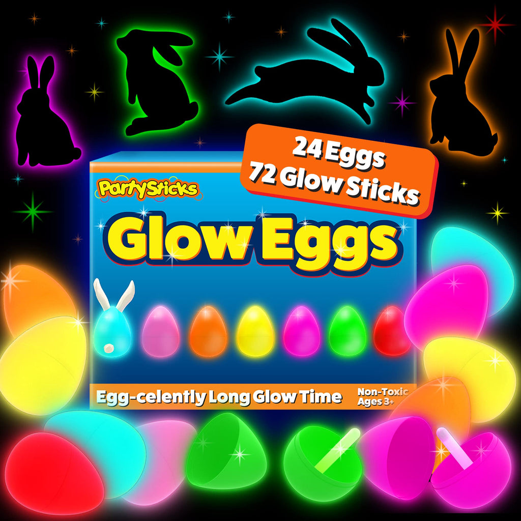 PartySticks 24 Glow-in-the-Dark Easter Eggs & 72 Mini Glow Sticks - 96 Piece Set