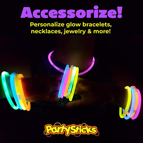 PartySticks Ultra Bright Glow Sticks Bulk Pack with Eye Glasses, Bracelets, and Connectors for Party Favors