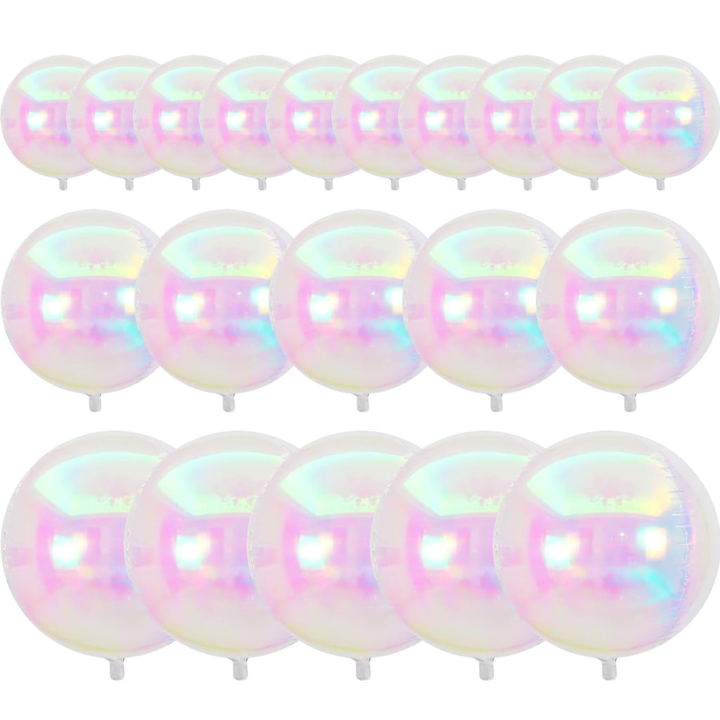 PartyWoo 20-Pack Iridescent Foil Balloons – 10, 12, and 22 Inch Sizes for Weddings, Birthdays, and Parties