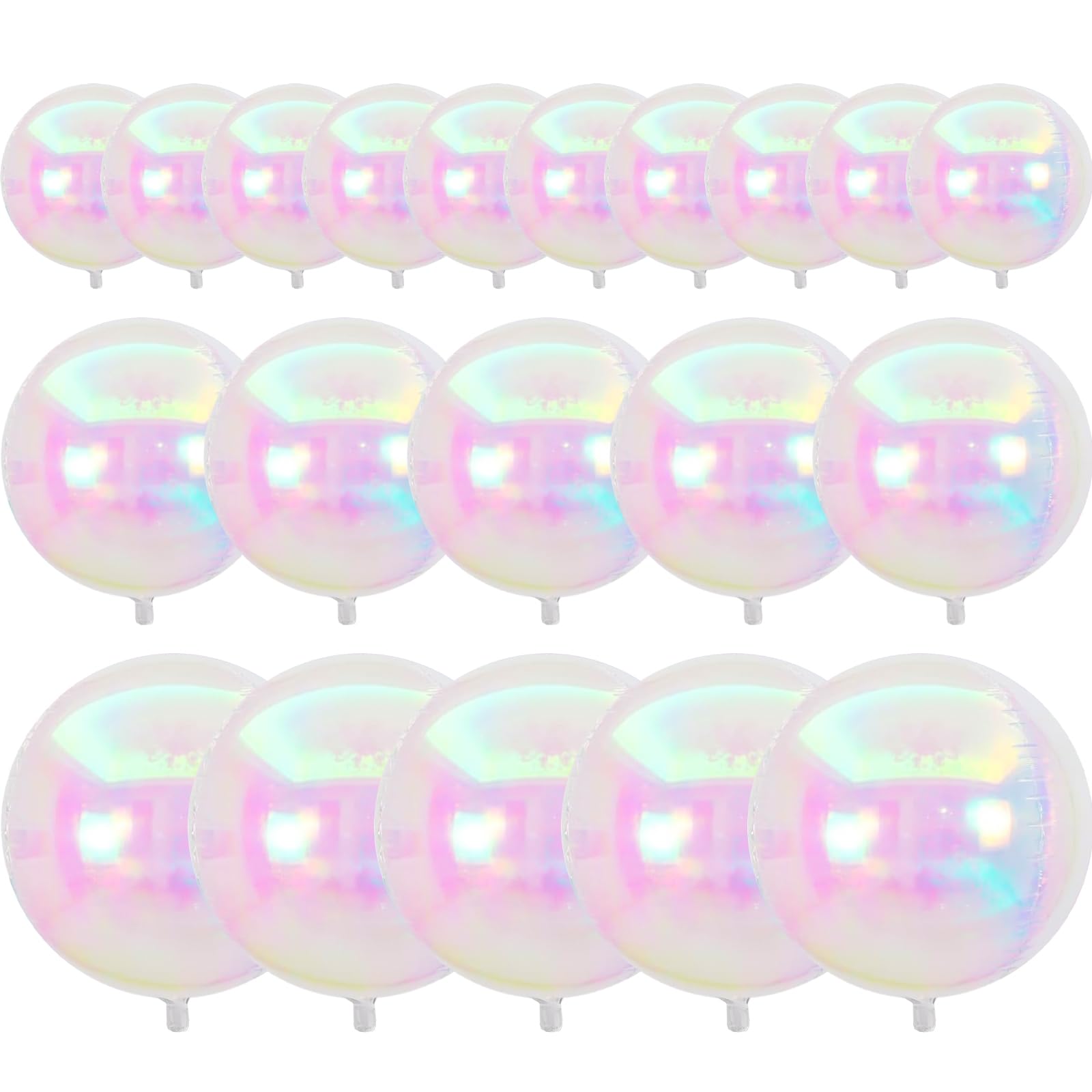 PartyWoo 20-Pack Iridescent Foil Balloons – 10, 12, and 22 Inch Sizes for Weddings, Birthdays, and Parties