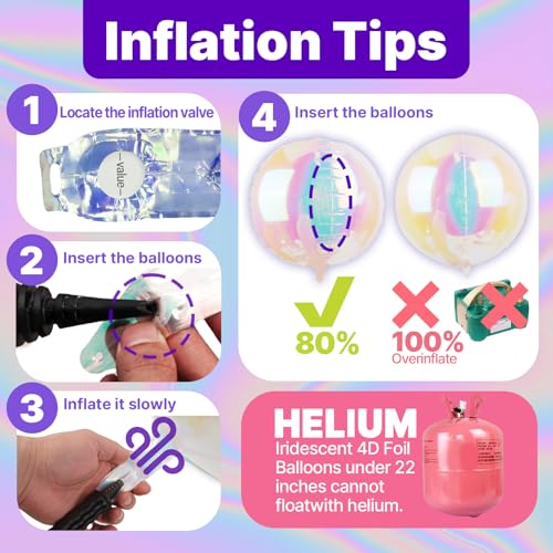 PartyWoo 20-Pack Iridescent Foil Balloons – 10, 12, and 22 Inch Sizes for Weddings, Birthdays, and Parties