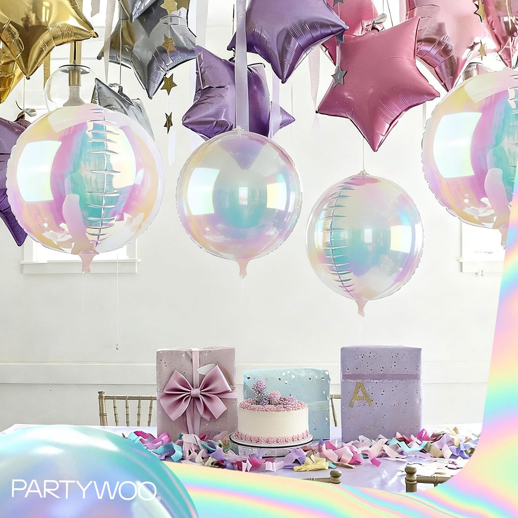 PartyWoo 20-Pack Iridescent Foil Balloons – 10, 12, and 22 Inch Sizes for Weddings, Birthdays, and Parties