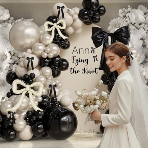 PartyXpress 4-Pack Cream White Bow Foil Balloons – Large Mylar Bows for Coquette Baby Shower, Bridal, Birthday Decor
