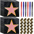 Pasimy 25 Movie Star Stickers + Round Stickers with Markers for Red Carpet Party