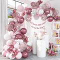 Pateeha 12ft Pink & White Balloon Arch Kit with Rose Gold Accents – Party Garland for Birthday, Baby Shower, Bridal Shower