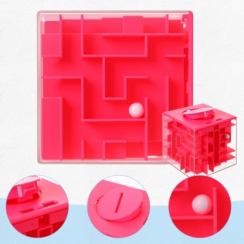 Patelai 2-Piece Money Holder Maze Puzzle Box – Red and Blue Acrylic Brain Teaser Gift