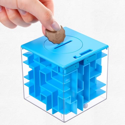 Patelai 2-Piece Money Holder Maze Puzzle Box – Red and Blue Acrylic Brain Teaser Gift