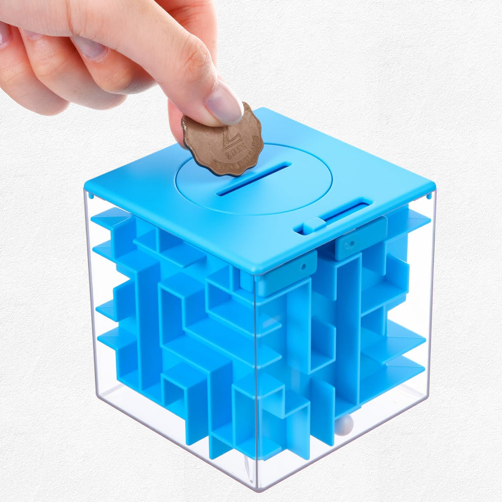 Patelai 2-Piece Money Holder Maze Puzzle Box – Red and Blue Acrylic Brain Teaser Gift