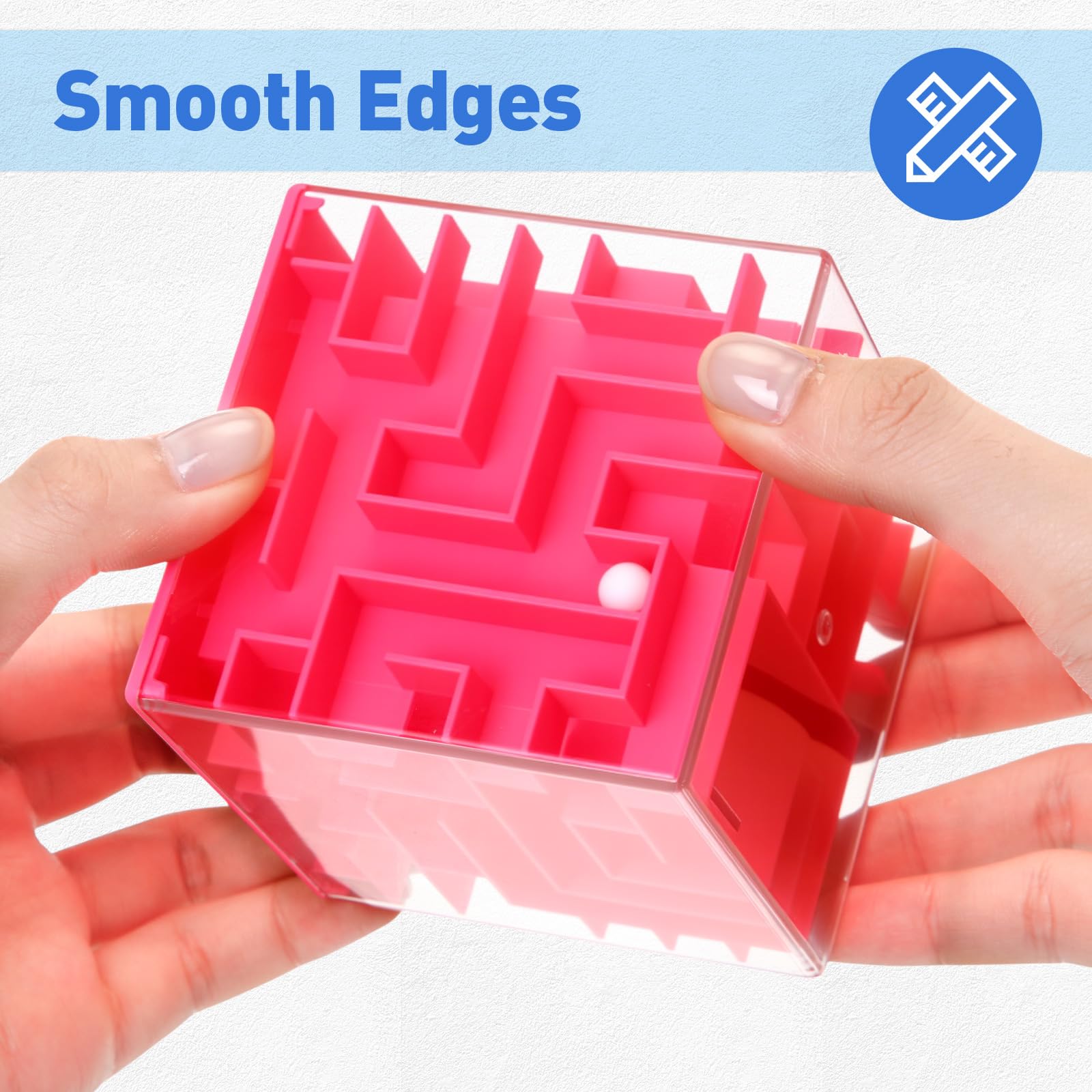 Patelai 2-Piece Money Holder Maze Puzzle Box – Red and Blue Acrylic Brain Teaser Gift