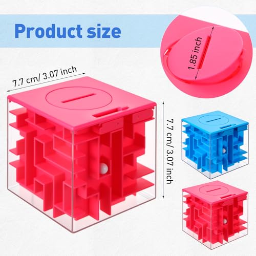 Patelai 2-Piece Money Holder Maze Puzzle Box – Red and Blue Acrylic Brain Teaser Gift