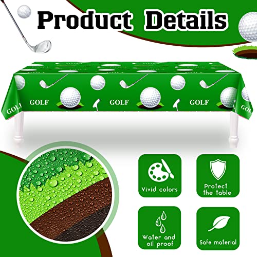 Patelai 3-Pack Golf Tablecloths - 86x51 Inch Disposable Plastic Table Covers for Golf Themed Parties and Events