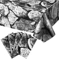 Patelai 4-Pack Stone Wall Disposable Plastic Tablecloths 108x54 Inches - Medieval Brick Pattern Table Cover for Halloween Knight Party Decorations