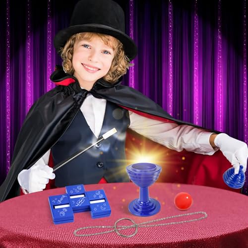 PATIFEED Magic Kit with Costume Cape and Wand – Beginner Magic Tricks for Kids Ages 6-12