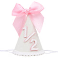 PATRDIO Pink Bow 1/2 Birthday Hat - Adjustable Felt Half Birthday Hat for Girls, First Birthday Party Crown