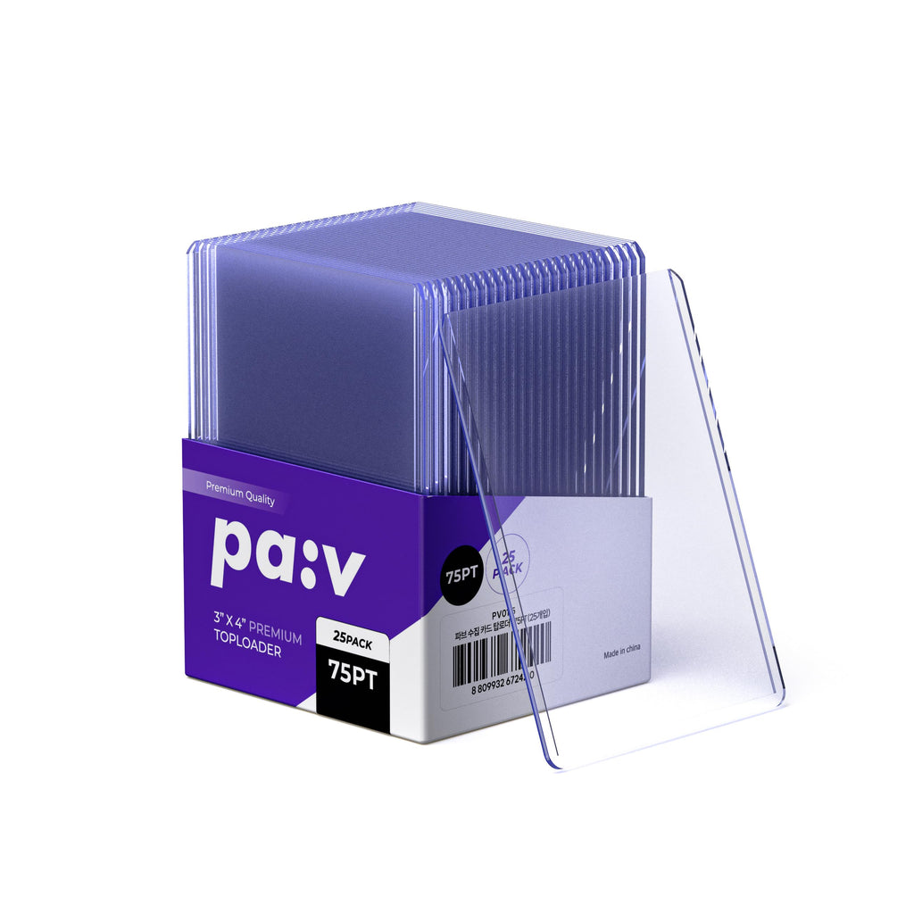 pa:v 75PT Extra-Rigid Top Loaders, 25 Pack – Ultra Clear Hard Plastic Card Sleeves for Trading Cards, Sports Cards & Collectibles
