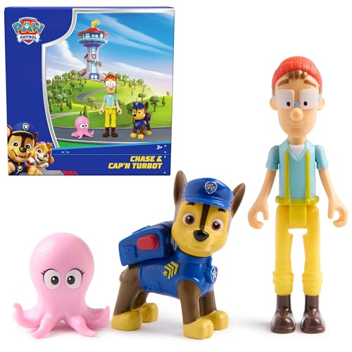 PAW Patrol Chase & Captain Turbot Figure Pack with Baby Octopus Toy – 3 Figures for Kids Ages 3 and Up