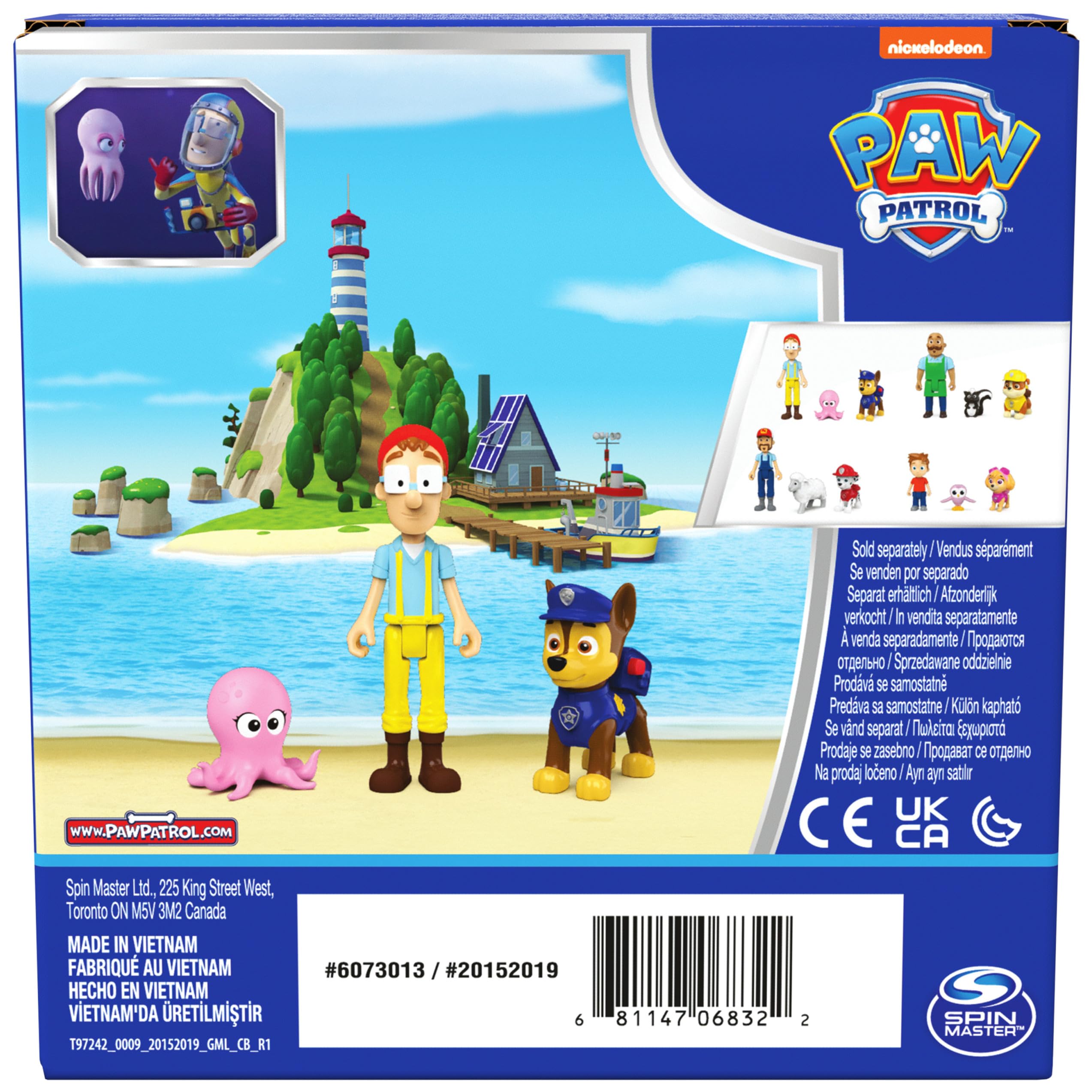 PAW Patrol Chase & Captain Turbot Figure Pack with Baby Octopus Toy – 3 Figures for Kids Ages 3 and Up