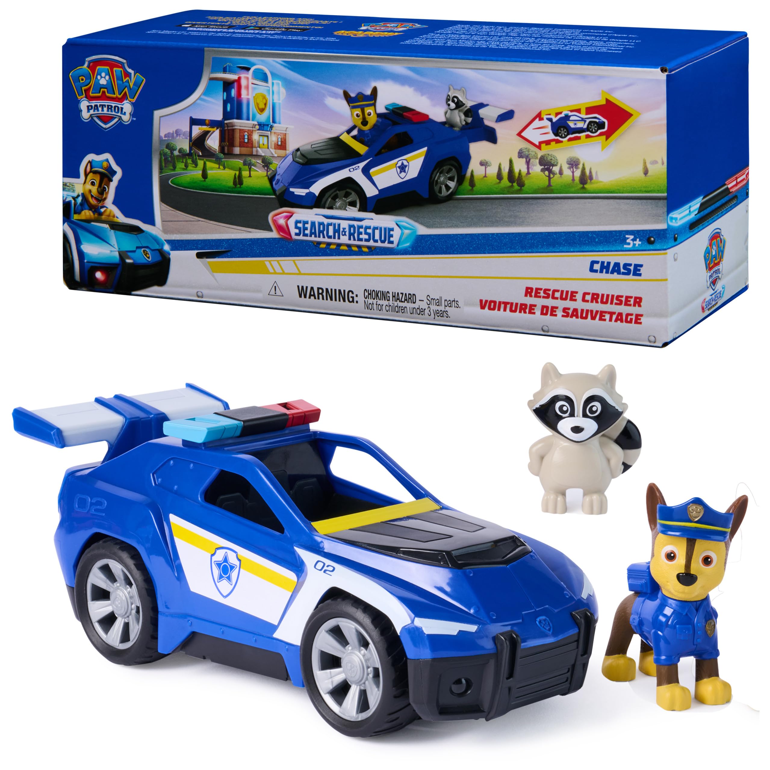 PAW Patrol Chase Rescue Cruiser – Police Car with Pull-Back Action, 2 Figures, Ages 3+