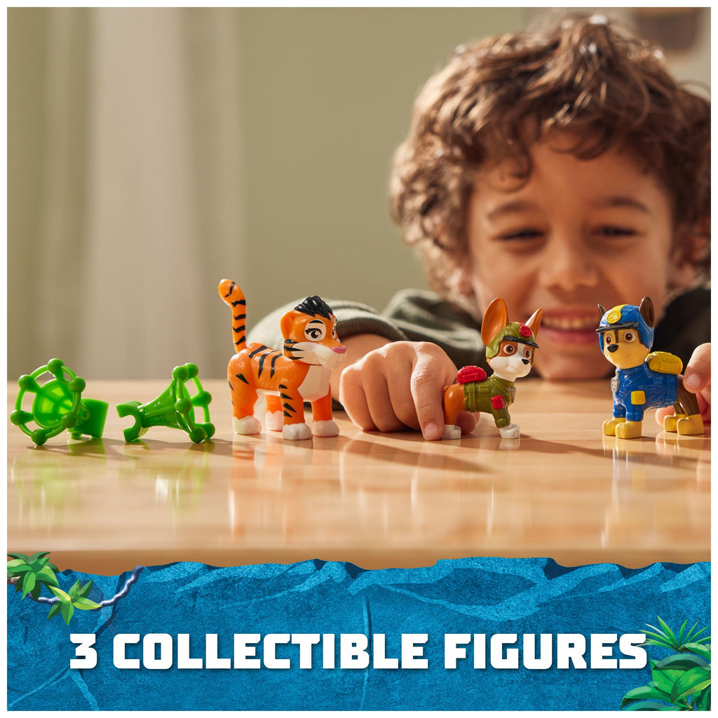 PAW Patrol Jungle Pups Chase, Tracker & Tiger Action Figures with Projectile Launcher - 3-Pack for Kids Ages 3+