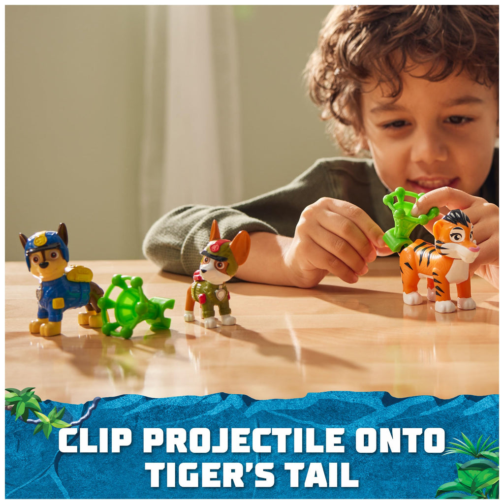 PAW Patrol Jungle Pups Chase, Tracker & Tiger Action Figures with Projectile Launcher - 3-Pack for Kids Ages 3+