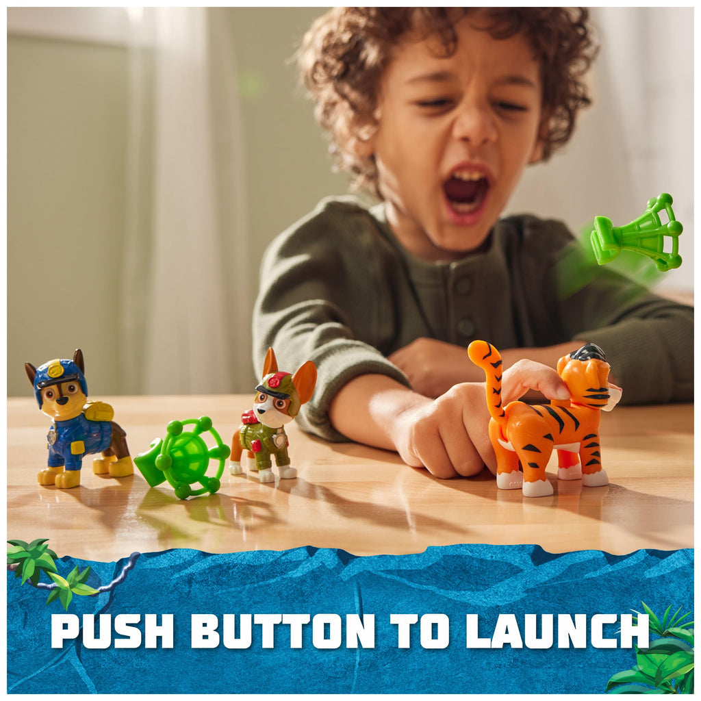 PAW Patrol Jungle Pups Chase, Tracker & Tiger Action Figures with Projectile Launcher - 3-Pack for Kids Ages 3+