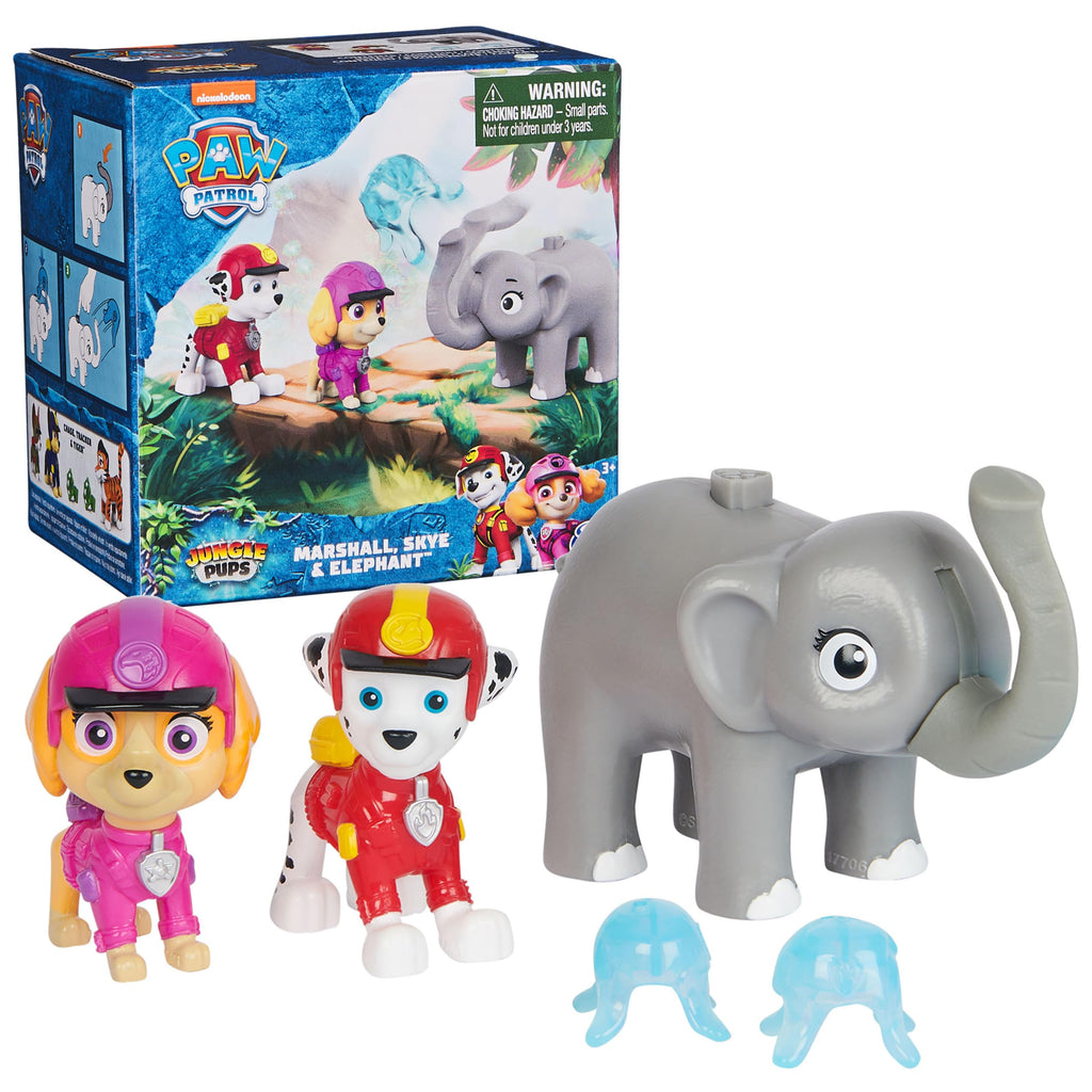 PAW Patrol Jungle Pups Marshall & Skye Action Figures with Elephant Projectile Launcher