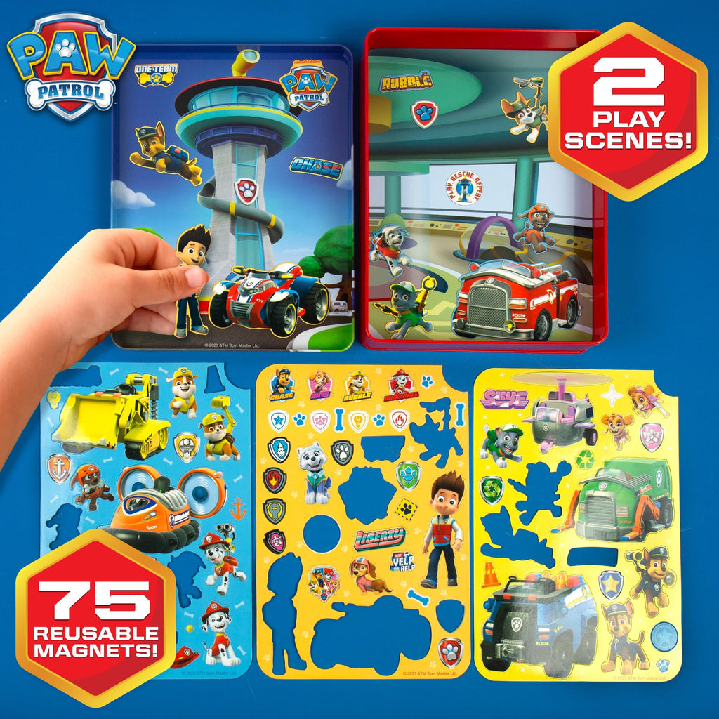 Paw Patrol Magnetic Playset - 75 Mix & Match Magnets in 2-in-1 Storage Tin