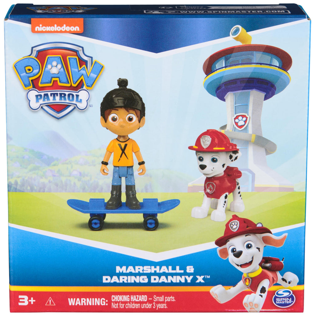 PAW Patrol Marshall & Daring Danny X Action Figures Set with Skateboard - Pretend Play Toy for Kids Ages 3 and Up