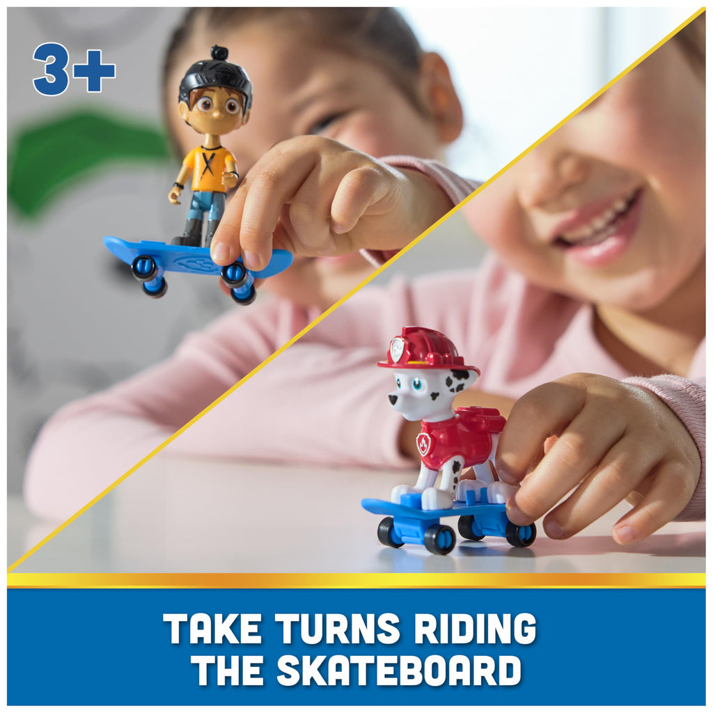 PAW Patrol Marshall & Daring Danny X Action Figures Set with Skateboard - Pretend Play Toy for Kids Ages 3 and Up