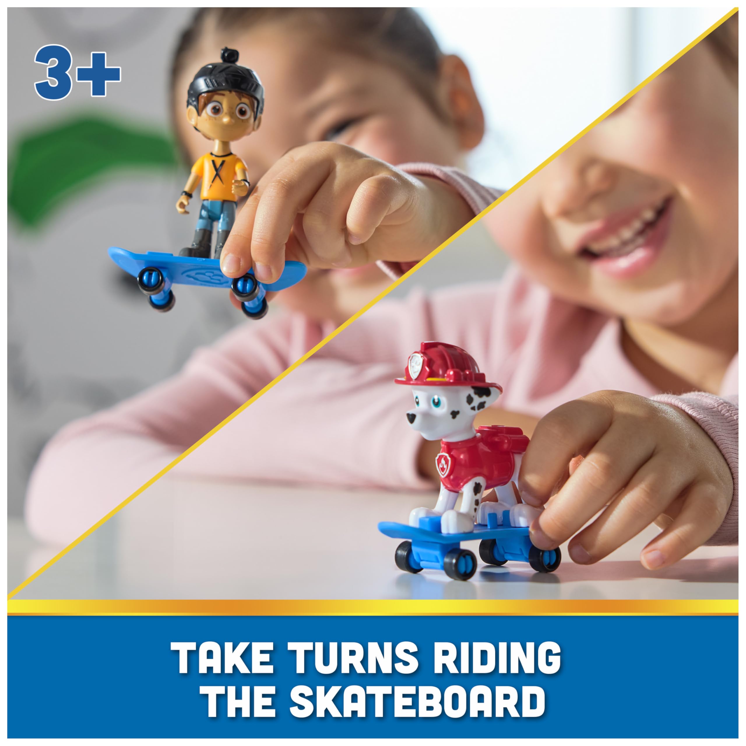 PAW Patrol Marshall & Daring Danny X Action Figures Set with Skateboard - Pretend Play Toy for Kids Ages 3 and Up