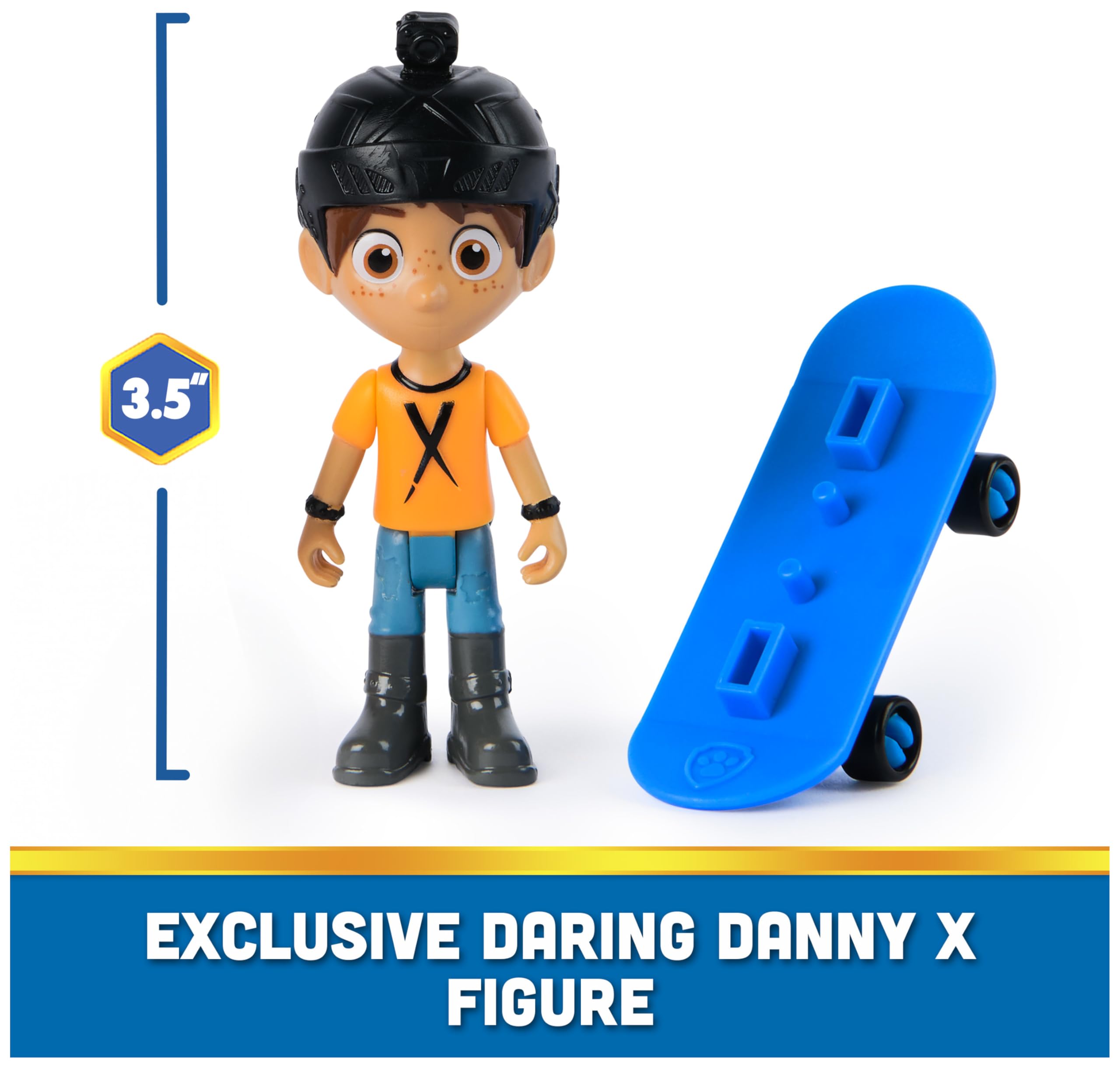 PAW Patrol Marshall & Daring Danny X Action Figures Set with Skateboard - Pretend Play Toy for Kids Ages 3 and Up