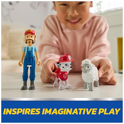 PAW Patrol Marshall & Farmer Al Figure Pack – 3 Action Figures with Movable Parts, Ages 3+