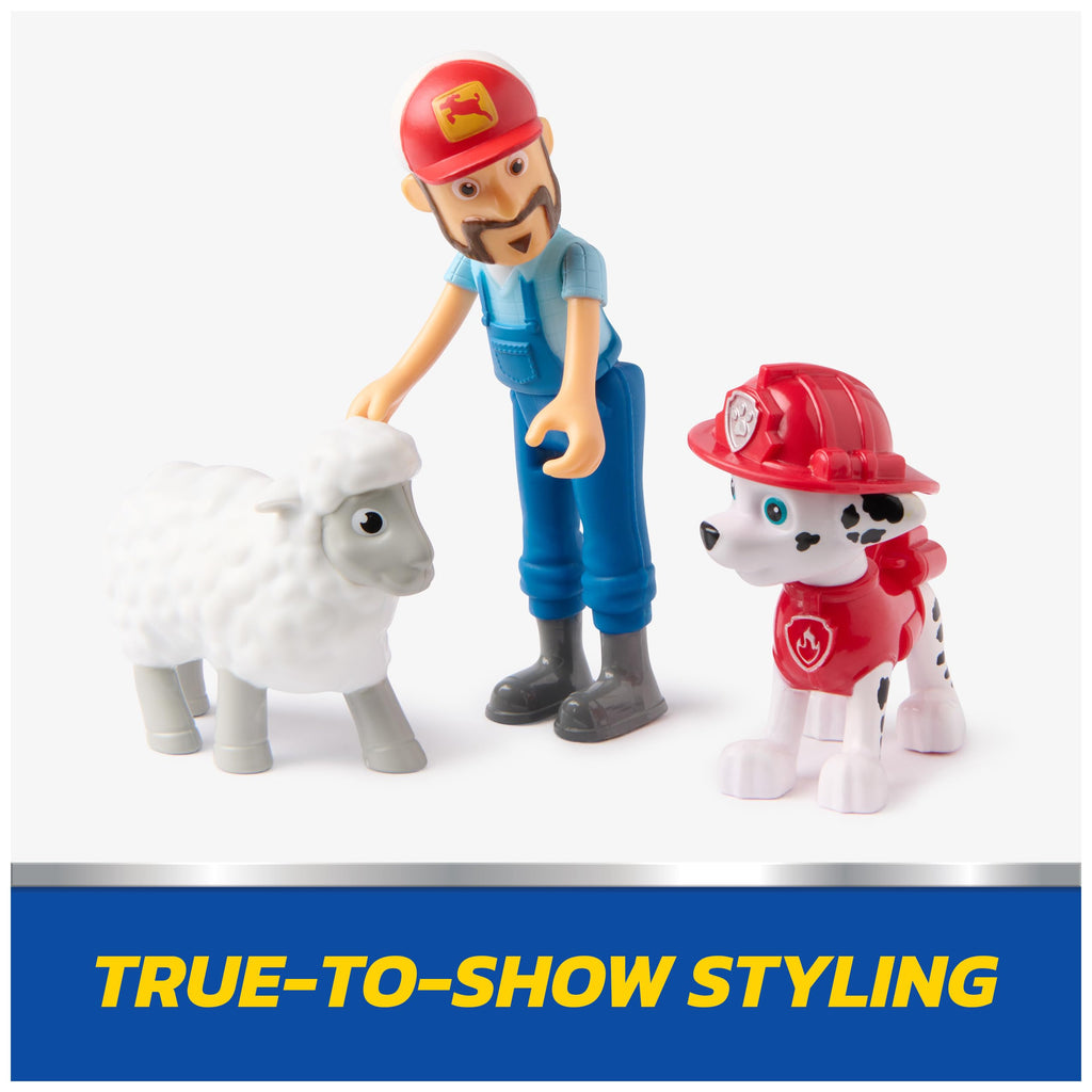 PAW Patrol Marshall & Farmer Al Figure Pack – 3 Action Figures with Movable Parts, Ages 3+