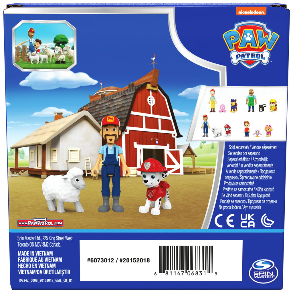 PAW Patrol Marshall & Farmer Al Figure Pack – 3 Action Figures with Movable Parts, Ages 3+