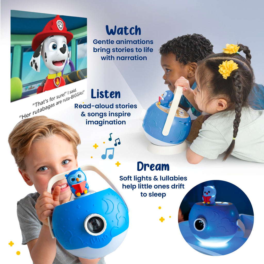 PAW Patrol Marshall Figurine Cartridge – 5 Stories & 5 Songs for Luna Storytime Projector, Ages 3+