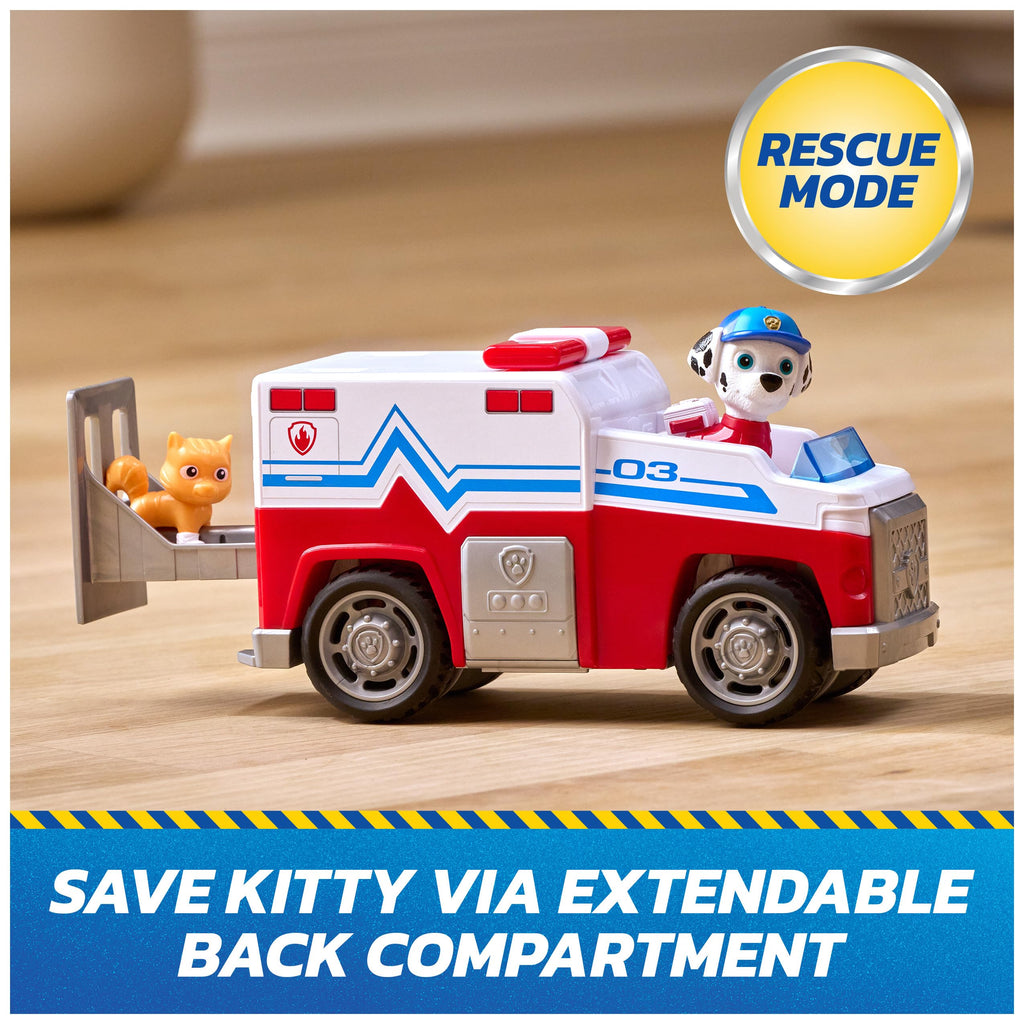 PAW Patrol Marshall Rescue Responder Vehicle with 2 Figures – 6-Inch Pull-Back Toy Truck, Ages 3+