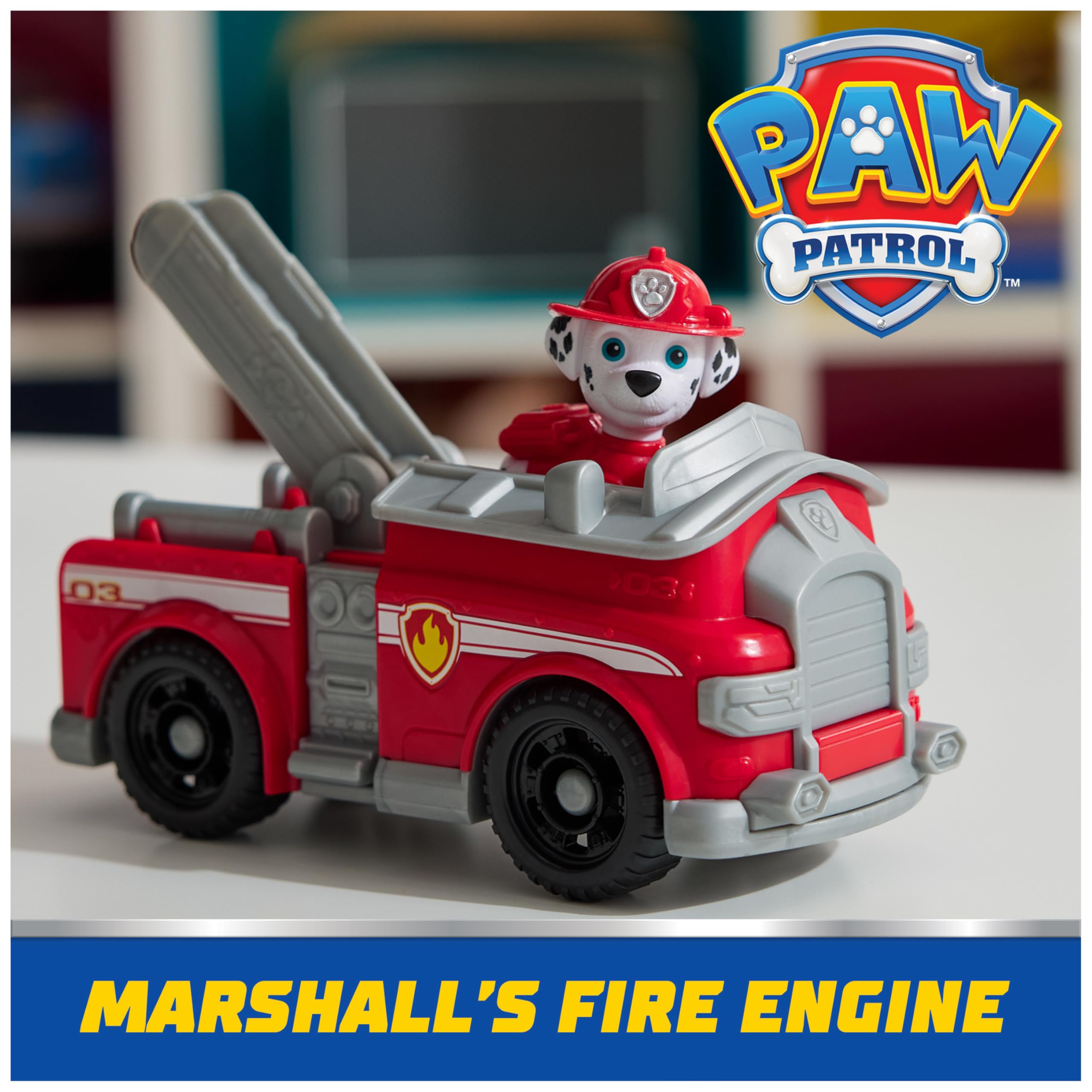 Paw Patrol Marshall's Firetruck Toy Vehicle with Collectible Action Figure, Sustainably Made, Ages 3+